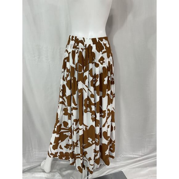 Swf Pleated Abstract Brown Floral Maxi Skirt Size M - Picture 3 of 5